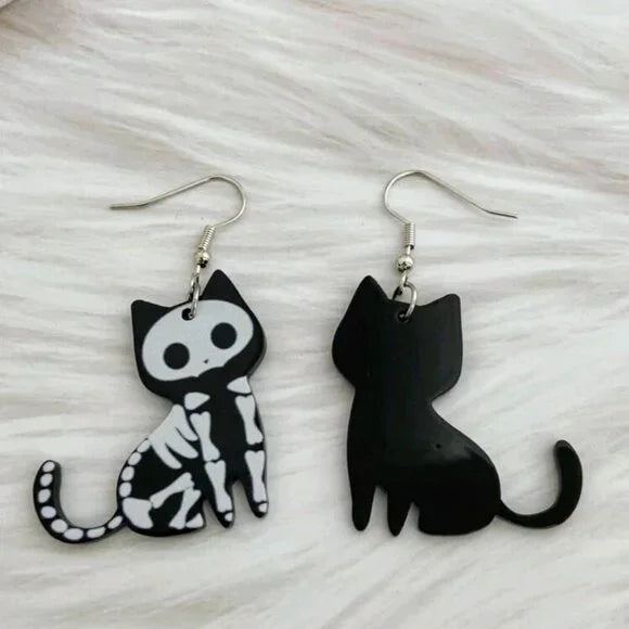 Skeleton Cat Earrings