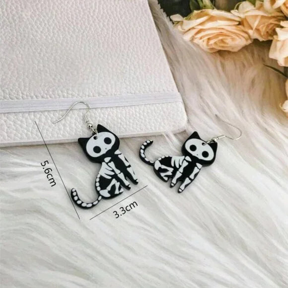 Skeleton Cat Earrings