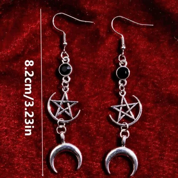 Pentacle and Half Moon Earrings