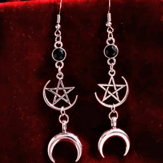 Pentacle and Half Moon Earrings