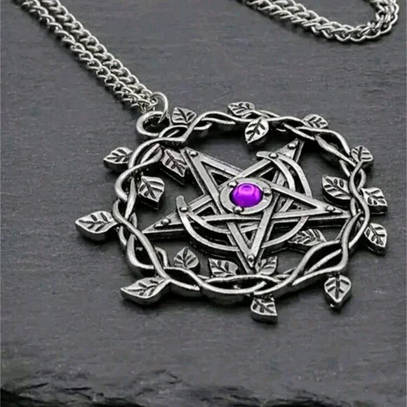 Pentagram and Half Moon Necklace