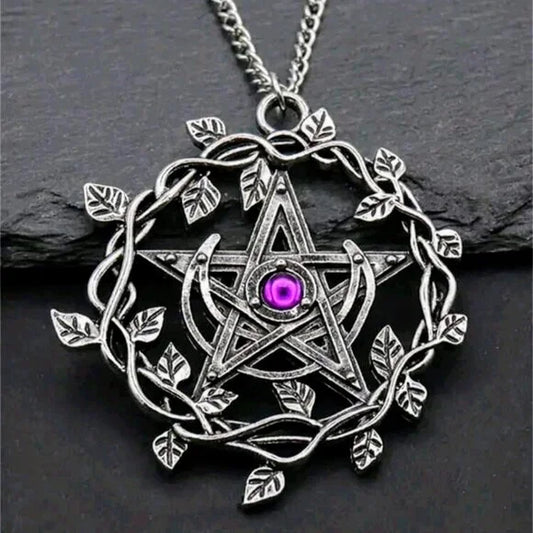 Pentagram and Half Moon Necklace