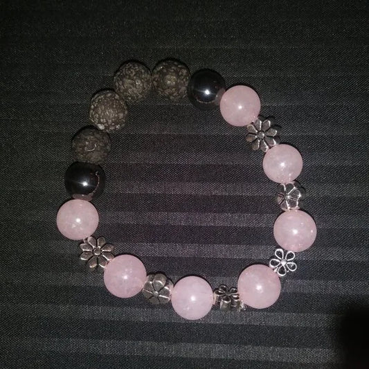 Rose Quartz & Lava Stone Bracelet