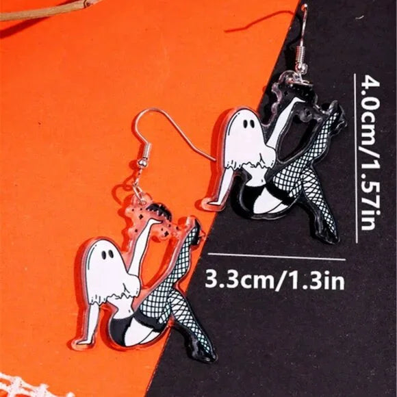 Sexy Ghost Girl Fishnet Earrings