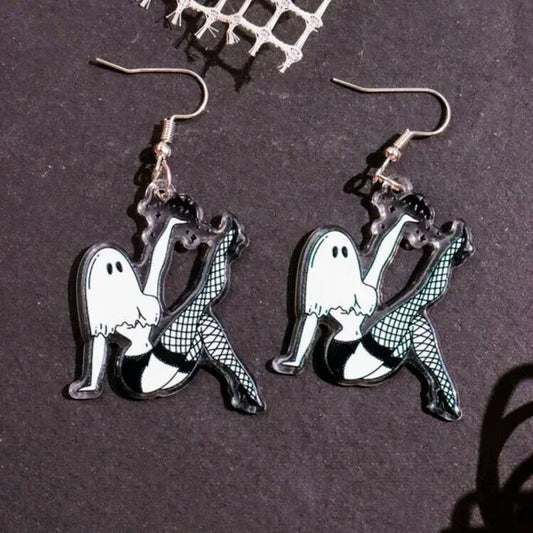 Sexy Ghost Girl Fishnet Earrings