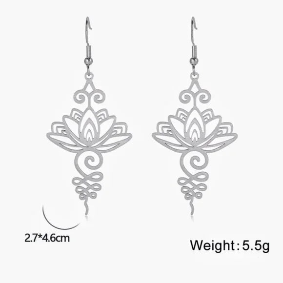 Silver Lotus Earrings