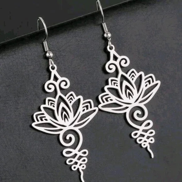 Silver Lotus Earrings