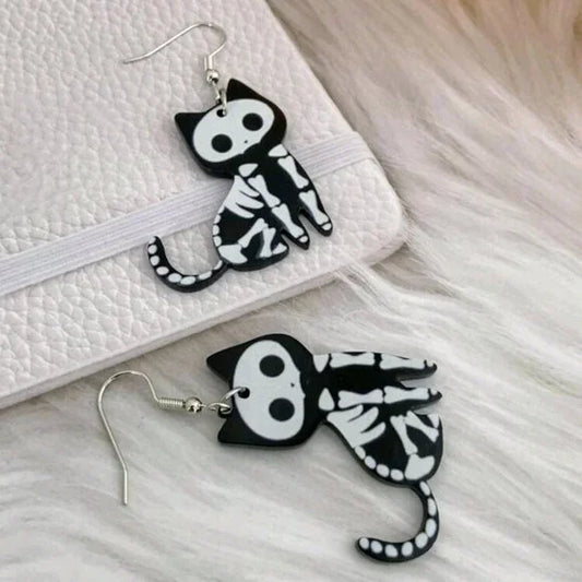 Skeleton Cat Earrings