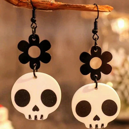 Skull and Flower Earrings