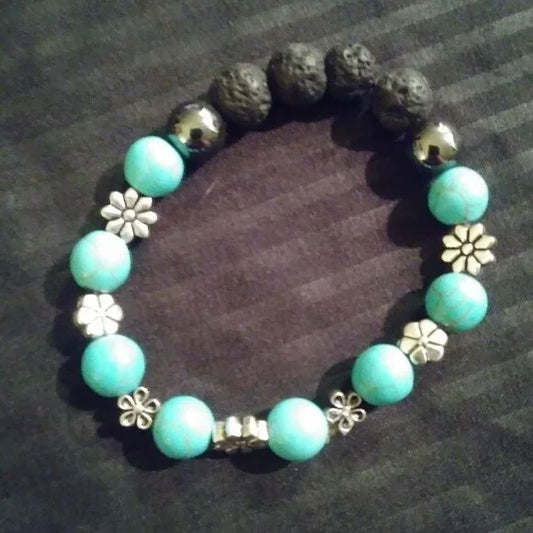 Turquoise & Lava Stone Bracelet